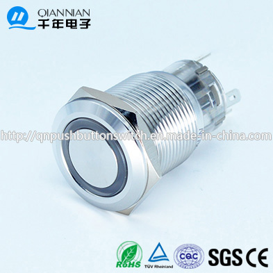Qn19-S1 19mm Momentary|Latching Flat Head Transparency Based 4pin Ring LED Push Button Switch